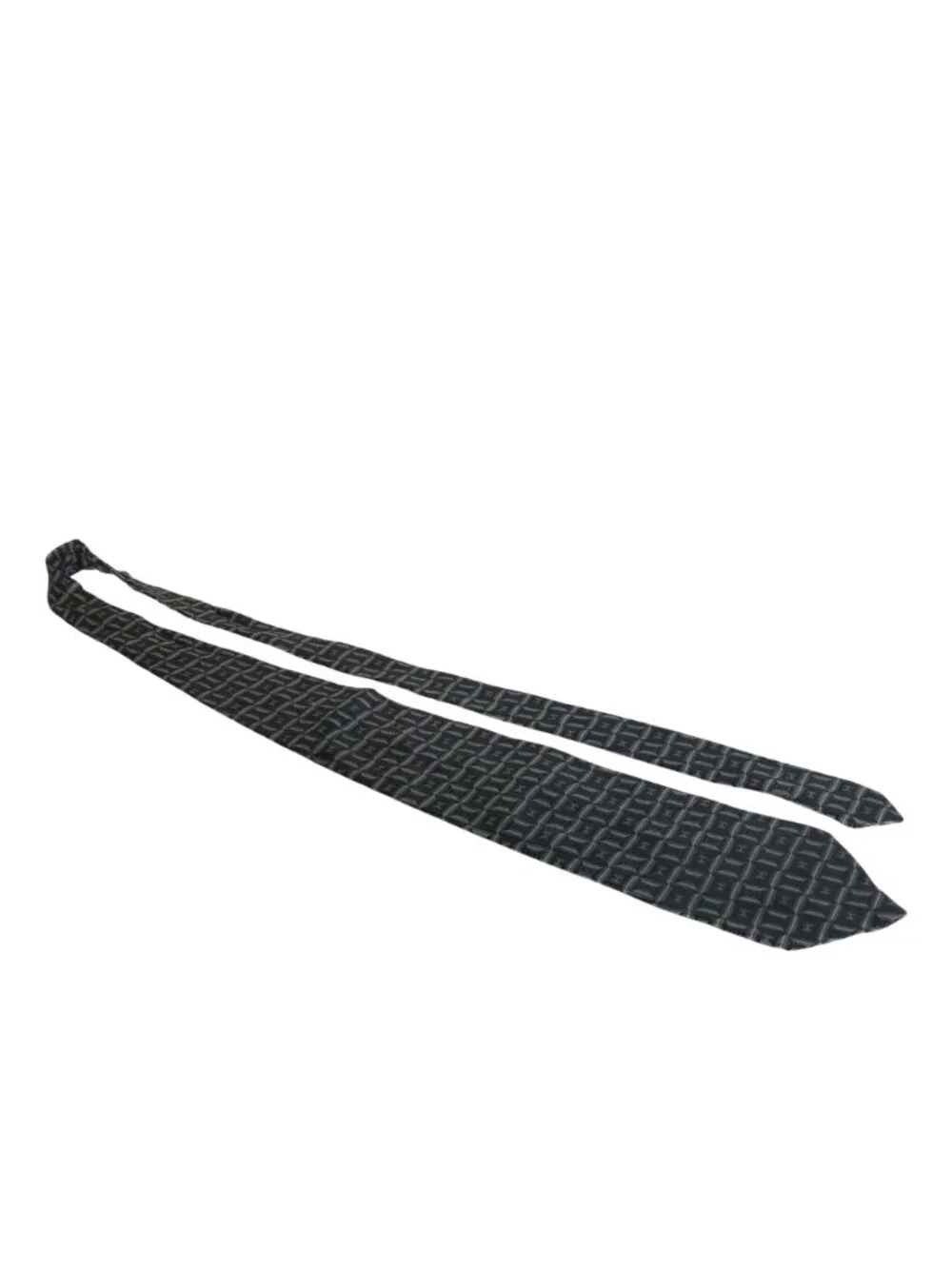 Emilio Romano Silk Tie Geometric Black Gray Italian Office Work Formal Dad Gift